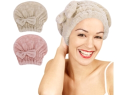 (rosa E Marrom) Pacote Com 2 Toalhas De Microfibra Para Cabelo, Superabsorventes