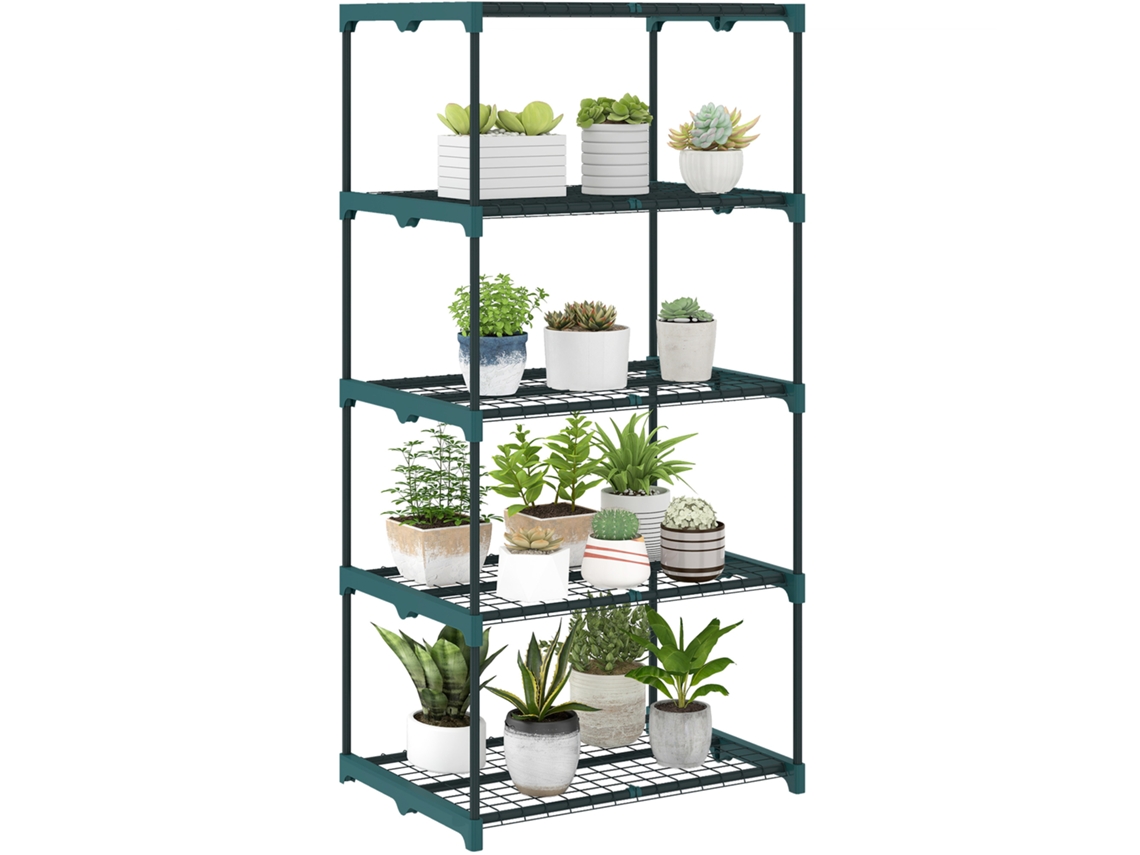 Suporte aberto de 5 níveis em aço e plástico (67x49x138cm) Verde | S/MARCA