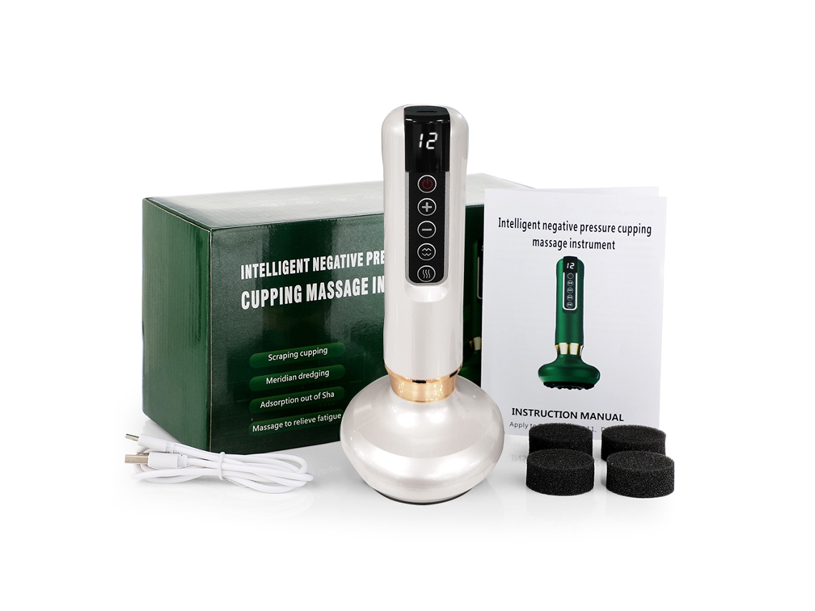 (branco, Com 12 Velocidades) Massageador De Colher Inteligente Para Drenagem Com Funções De Pressão Negativa E Aquecimento, Design Sem Fio.