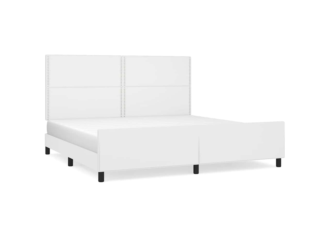 Bed Frame With Headboard, Bed Frames With Headboards Vidaxl Branco Couro Artificial (200 X 200 Cm)