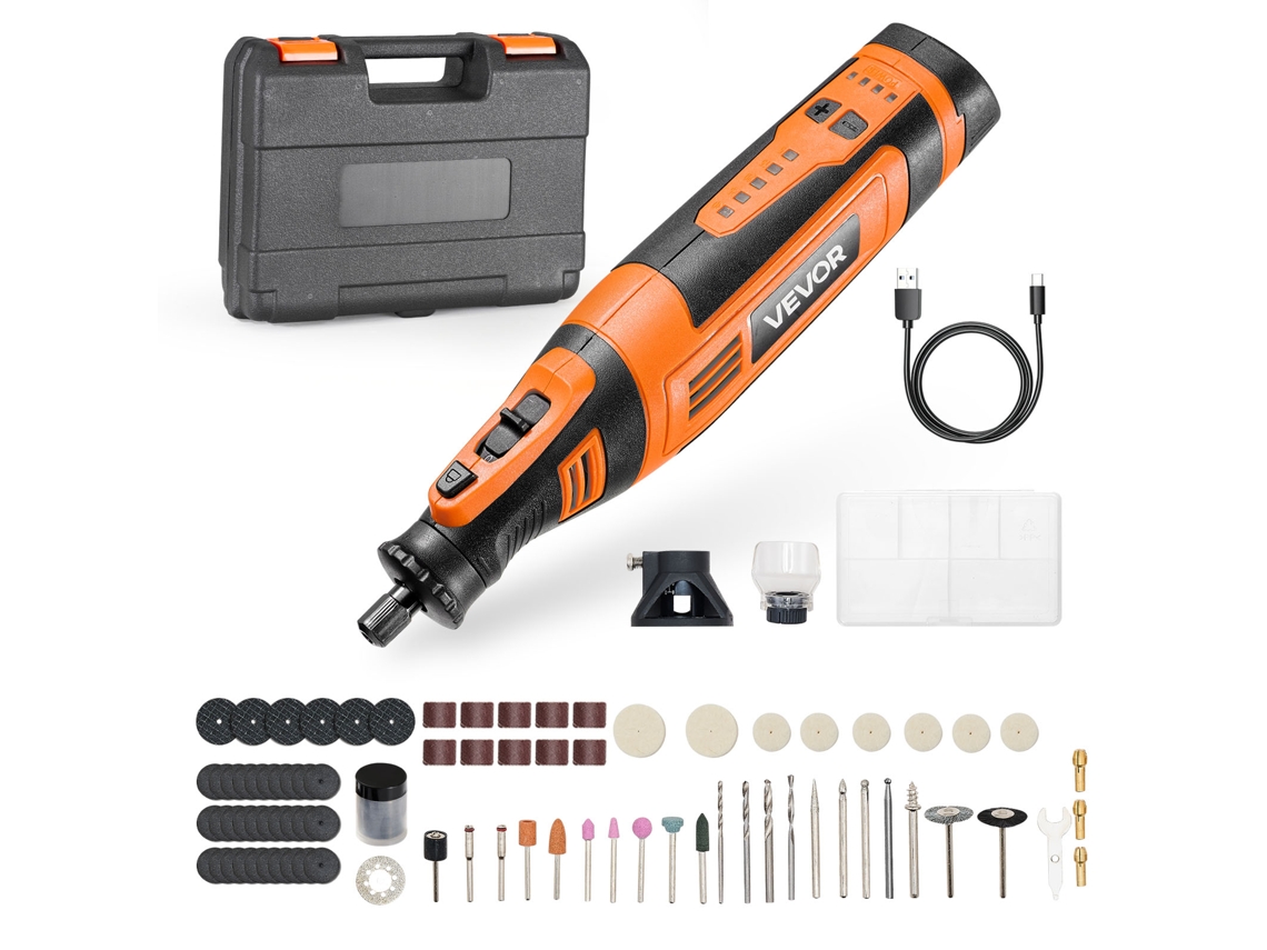 Kit De Ferramentas Rotativas Sem Fio Vevor 136 Unidades 5000 30000 Rpm 8 V Cc