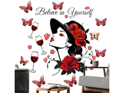 Adesivo De Parede De Borboleta E Silhueta Feminina - Decoração |