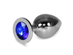 Plug Anal De Metal Clássico Rosebud Com Joia Azul Escuro Tamanho L LOVETOY