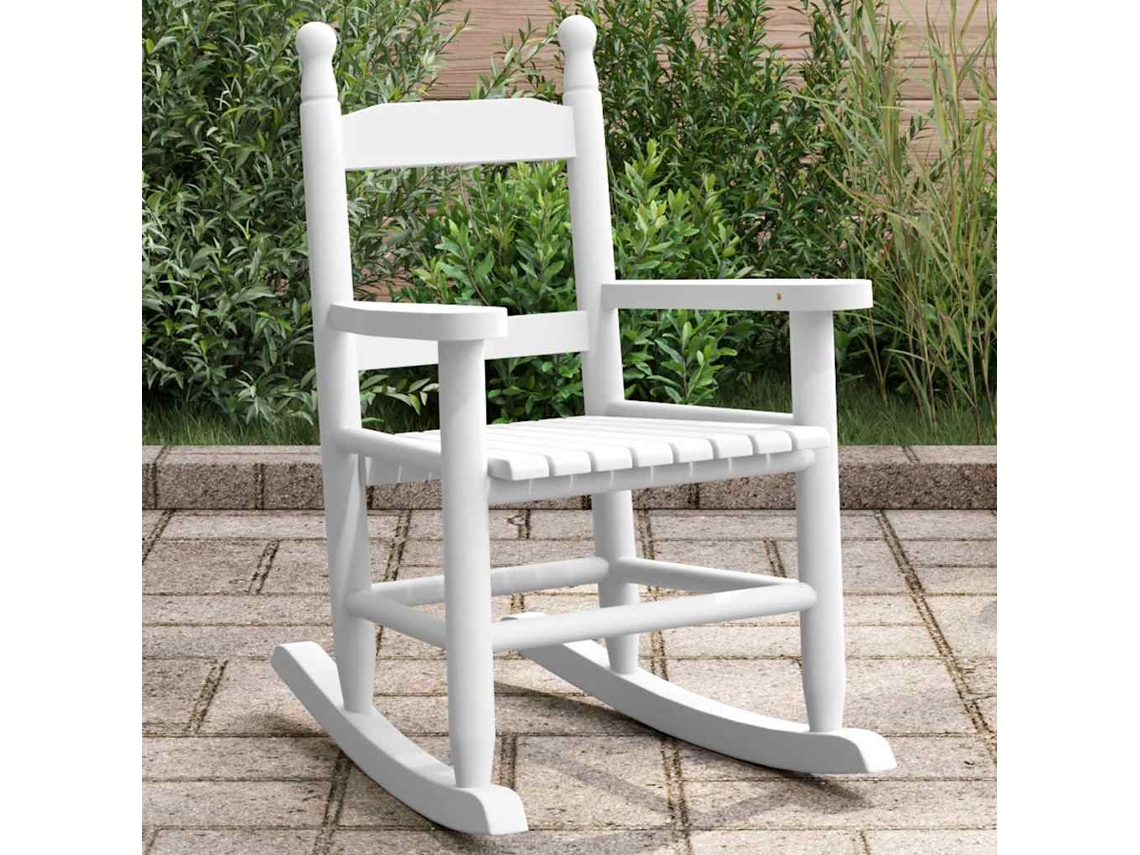 Vidaxl Cadeira De Baloiço Infantil Madeira De Álamo Maciça Branco