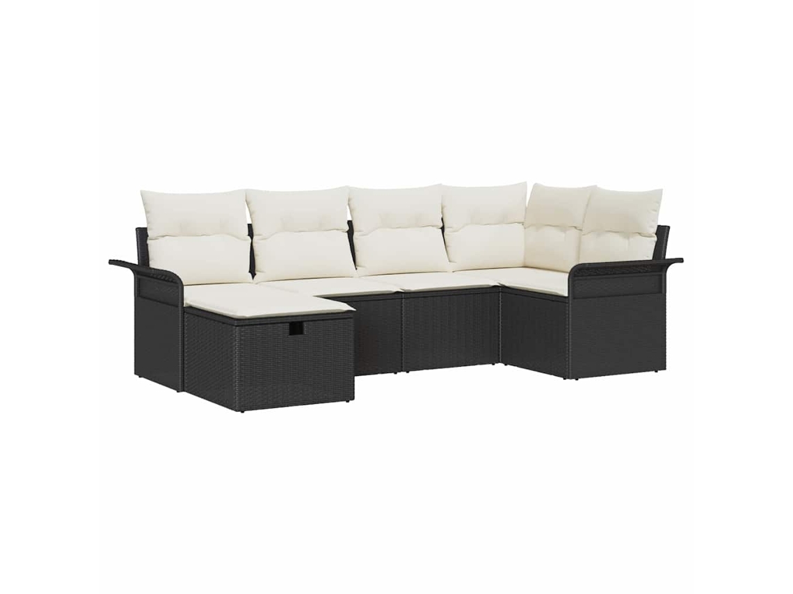 Maison Exclusive - Conjunto De Sofá De Jardim Manual 6 Pcs Preto E Creme Vime Pe