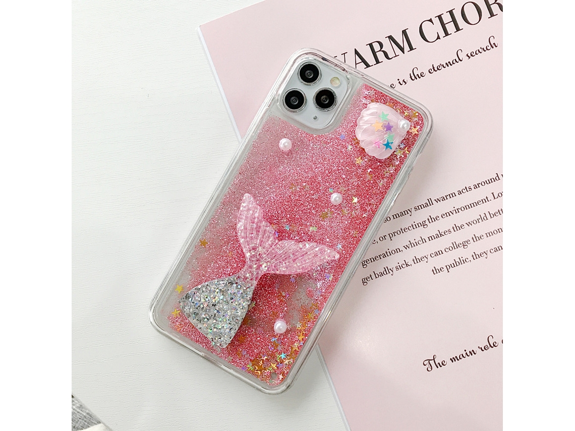 Capa de telefone com padrão de estrela do mar e efeito de areia móvel EOOCOO