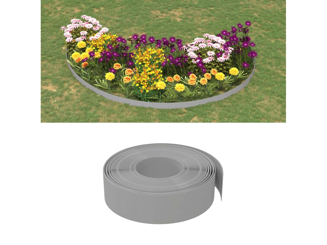 Vidaxl Bordas De Jardim 5 Pcs 10 M 15 Cm Polietileno Cinzento