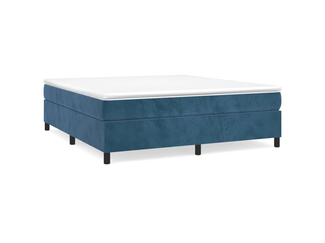 Cama com Molas/colchão 180x200 Cm Veludo Azul escuro MAISON EXCLUSIVE