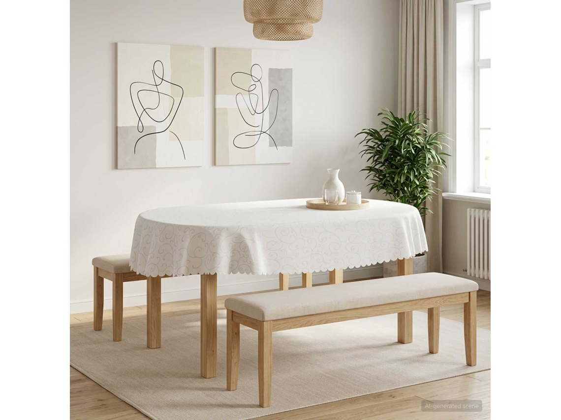 Vidaxl Toalha De Mesa Oval Branco 130 X 220 Cm
