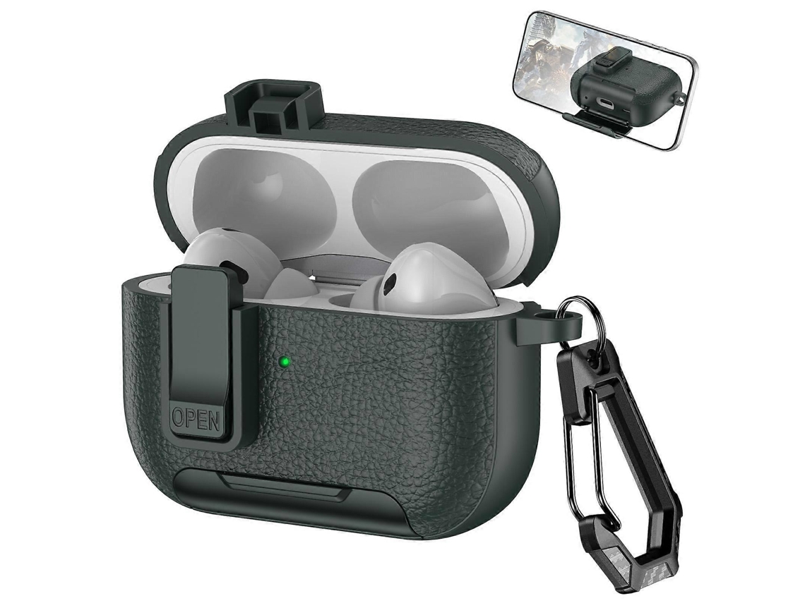 Capa Para Fones De Ouvido Sem Fio Airpods Pro Com Textura De Couro, Com Gancho E Suporte.