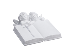 Relaxdays Anjo Da Sepultura Com Livro, Poliéster Resistente Ao Gelo E Uv, A X L X P: 10 X 20 X 20 Cm, Enfeite, Branco