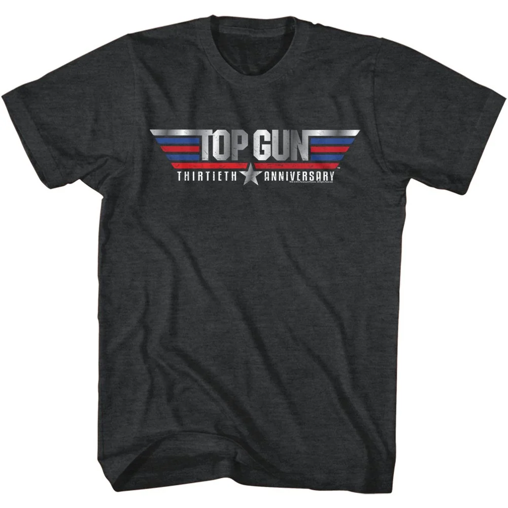 Rockinstone Top Gun Movie Thirtieth Anniversary Heather Black Adult T-shirt Size:l