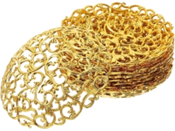 Conjunto 12 Bandejas Decorativas Douradas Servir Travessas Metal Sobremesas Frutas Secas Ideais Doméstico GOKOCO