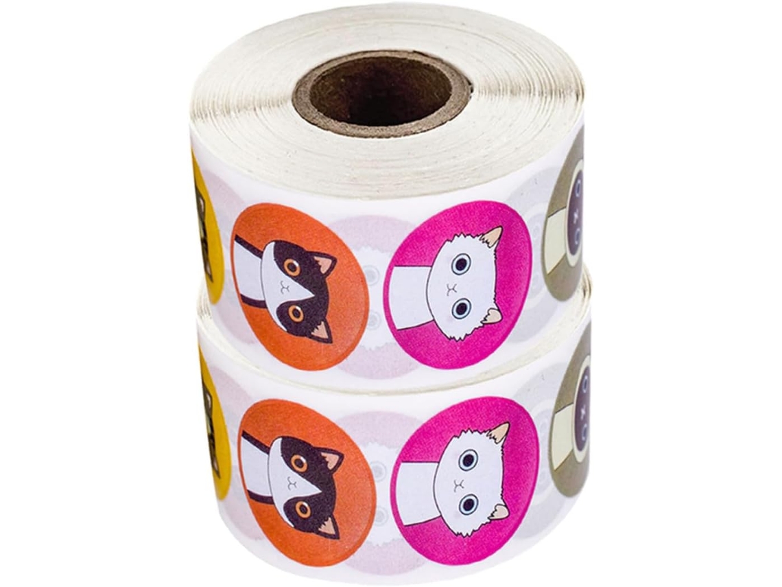 Rolos De Adesivos Decorativos De Gato, Redondos, Para Embalagens De Presentes E Projetos Diy. Gokoco