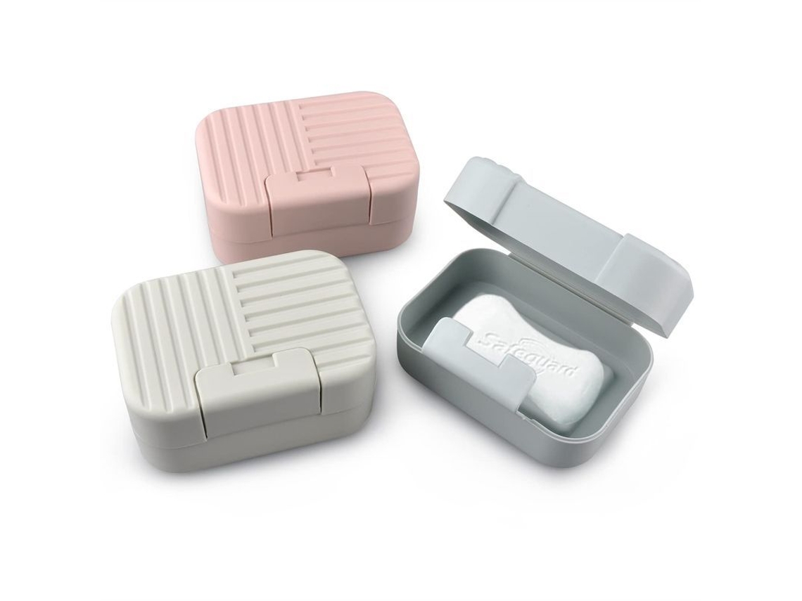 2026-linjou 3 Caixas De Sabonete Viagem Impermeáveis Com Tampa Fechamento Seguro (11 Cm*7.8cm*5 Cm)