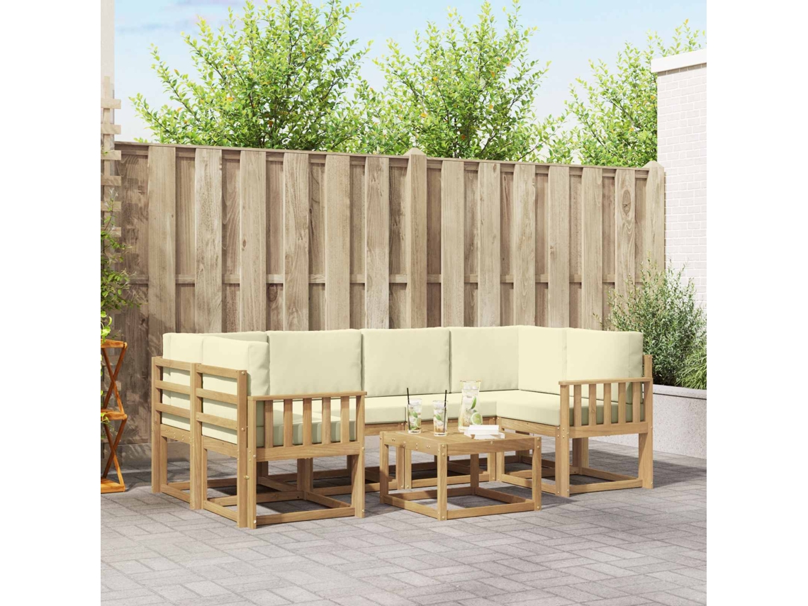 Vidaxl Conjunto De Sofás Para Exterior 7 Unid. Branco E Creme