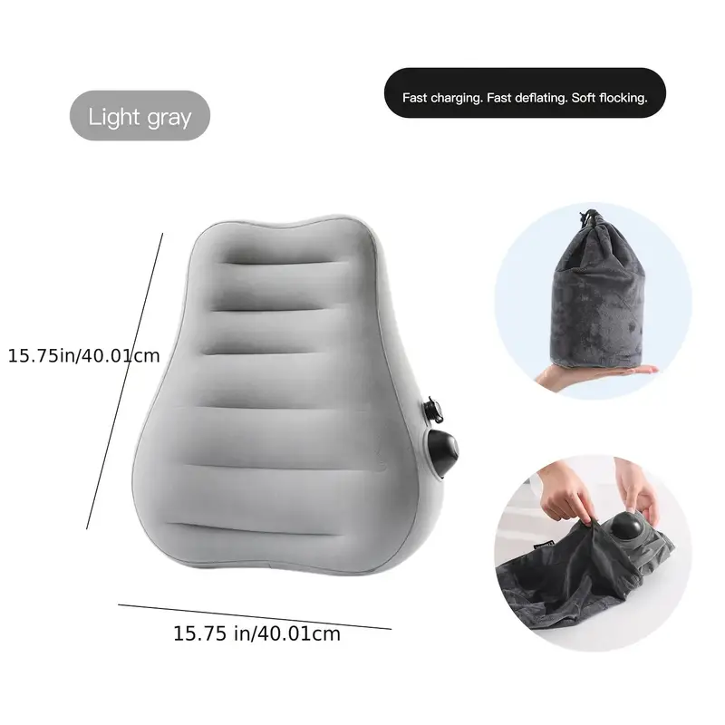 Almofada De Apoio Lombar Inflável, Design Ergonômico Com Alívio De Pressão, Lavável(cinza)