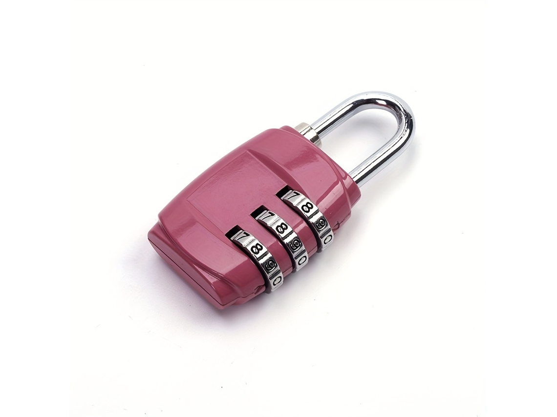 Cadeado De Combinação 3 Dígitos(1 Unidade), Ideal Para Malas, Academia, Armários E Bagagens, Resistente, Perfeito Para Viagens Vermelho Rosado