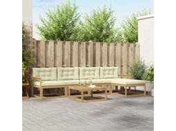Vidaxl Conjunto De Sofás Para Exterior 6 Unid. Branco E Creme