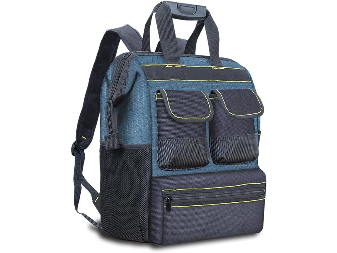 Bolsa para ferramentas Ftvogue com abertura ampla, em lona, ​​com alças de ombro ajustáveis ​​e compartimento em PE.