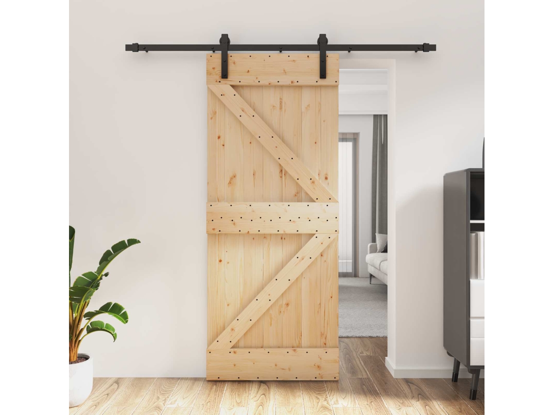 Vidaxl Porta Deslizante 85 X 210 Cm Natural E Preto
