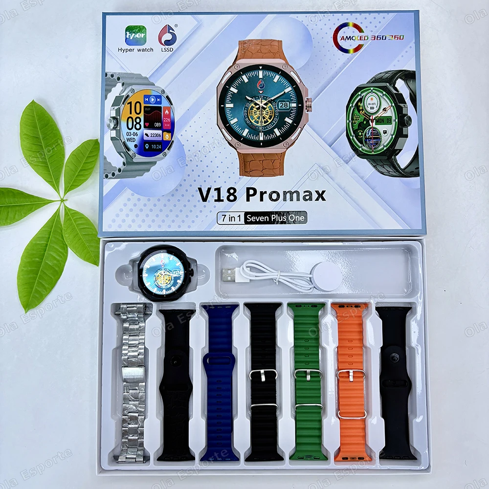 7 Pulseiras Adicionais com Ecrã Amoled 1,52'', Monitor Cardíaco, Resistente à Água 5 Atm, GPS MDUG