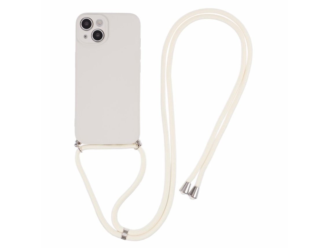 Correia Casa Emborrachado Para Iphone 14 Pele Sintética Branco