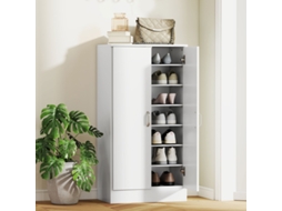 Sapateira Em Rattan Natural 120x35x106cm Com 3 Portas, 1 Gaveta E 5 Prateleiras, Punhos Metálicos E Pés De Madeira