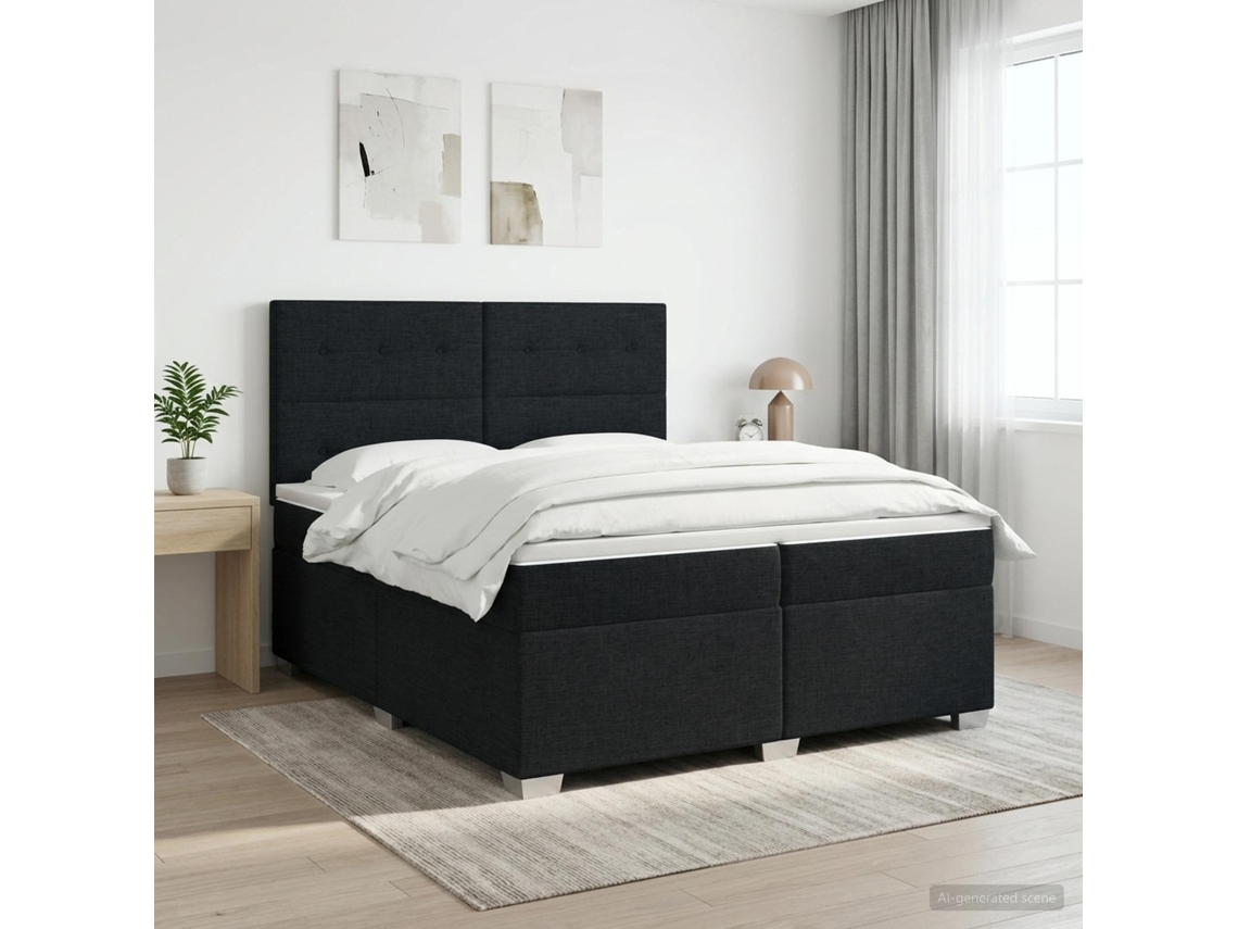 Vidaxl Cama Box Spring Com Colchão Preto 200 X 200 Cm Tecido