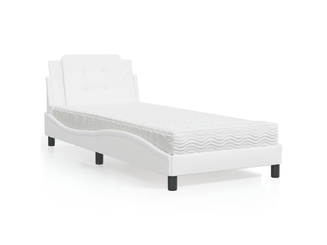 Vidaxl Estrutura De Cama Sem Colchão Zadar 100x200 Cm Couro Artificial Branco