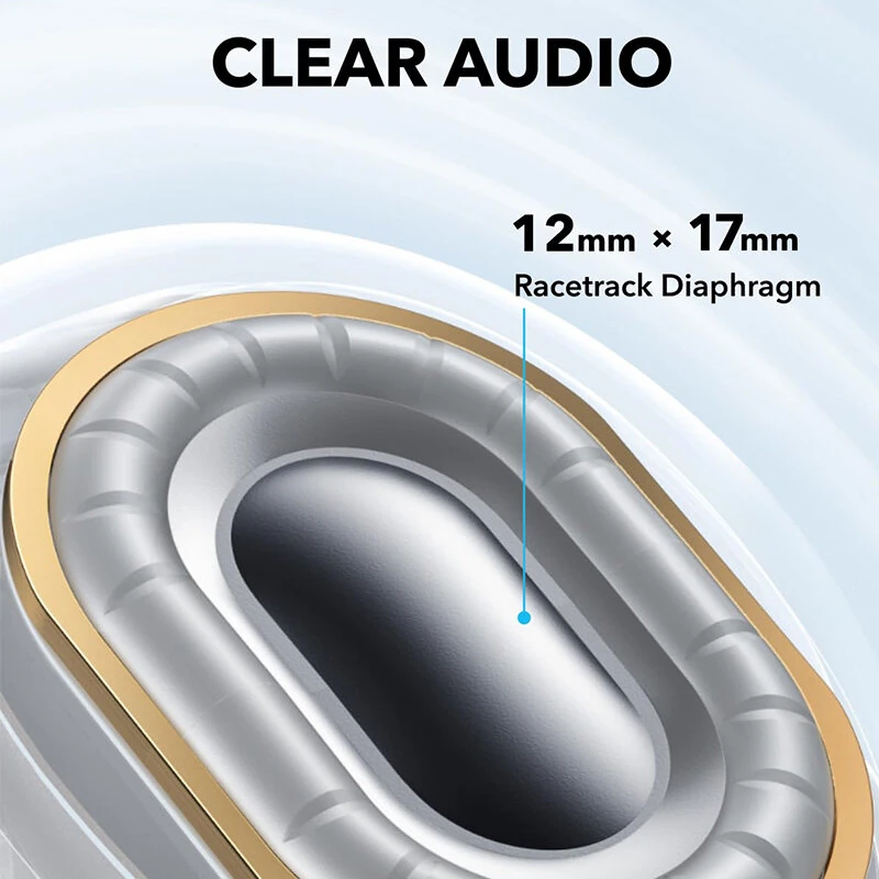 Auscultadores Sem Fios Soundcore C40i Com Clipe, Bluetooth 5.4, Design De Junta Flexível, Drivers Dinâmicos De Pista De Corrida, Som Surround 3d, Cham