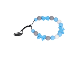 Primerox collar de Dentição de Silicone Macio com Contas em Forma de Laço para Bebê Azul