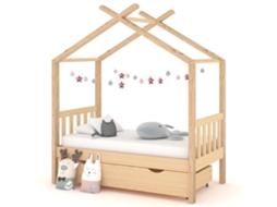 Vidaxl Estrutura De Cama Para Criança C/ Gaveta 70x140 Cm Pinho Maciço