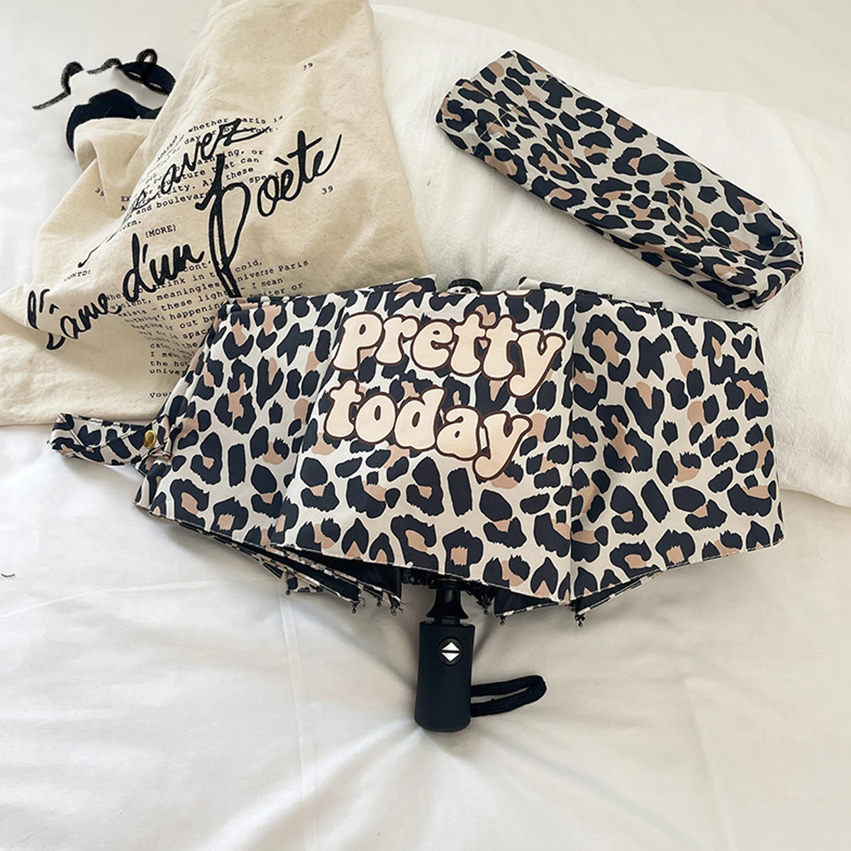 Guarda chuva Dobrável MDUG com Proteção Solar e Estampa de Leopardo