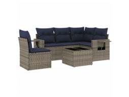 Conjunto de Sofá de Jardim, 6 Peças, Almofadas, Rattan Cinza MAISON EXCLUSIVE