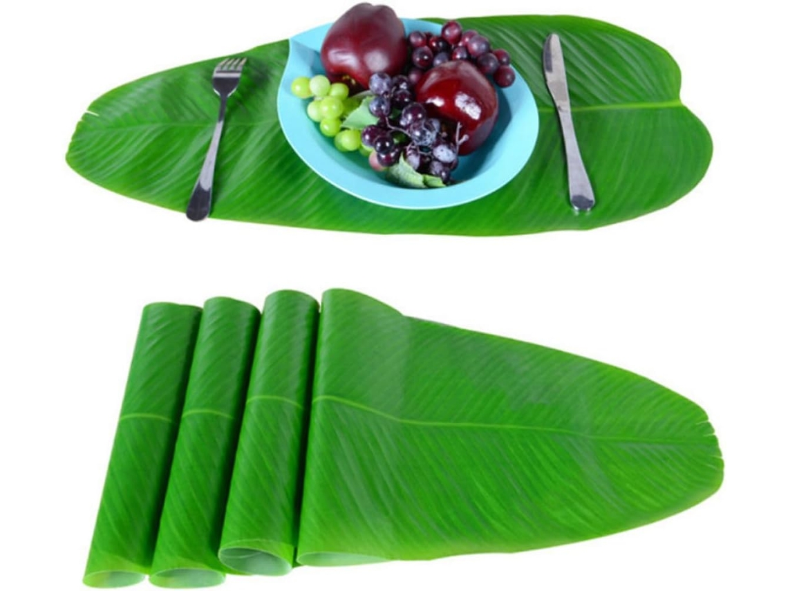 Jogo Americano De Tecido Artificial Verde, 5 Peças, Decoração Tropical