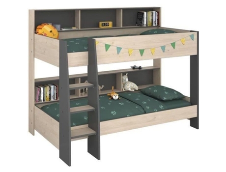 Beliches infantis - Jackson Oak e Ombre Grey - Estrados incluídos - 2 x 90 x 200 cm PARISOT