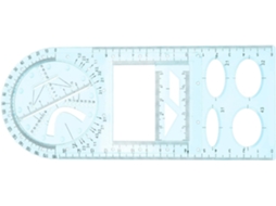 Régua multifuncional de plástico azul para design arquitetônico e artístico, fácil de transportar.