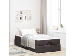 Vidaxl Estrutura de Cama com Colchão 2 Pcs Bronzeado Tecido