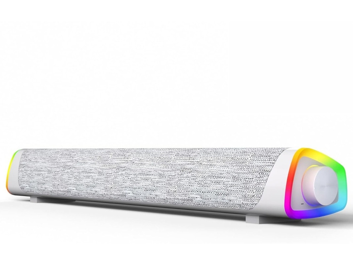 Alto-falantes Bluetooth portáteis com fio Yizhood para computador com 6 modos de luz LED e som surround, branco