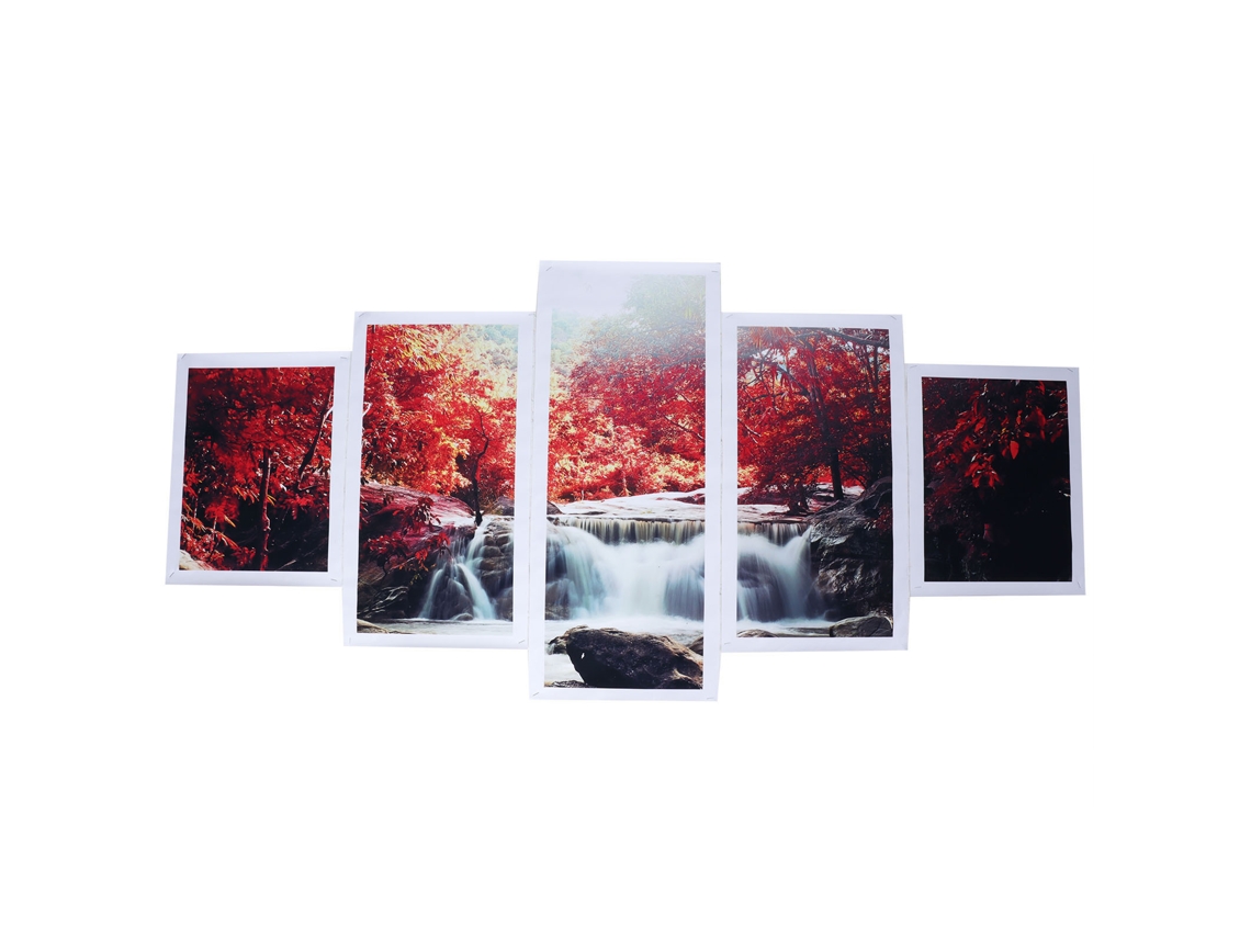 Kit de 5 Peças de Quadros Decorativos para Parede com Paisagem de Cachoeira e Riacho para Diferentes Aplicações e Usos CHABERLU