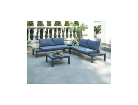 Conjunto de Jardim Modular de Alumínio: 1 Sofá de Canto 1 Mesa de Centro Antracite Risili de MYLIA