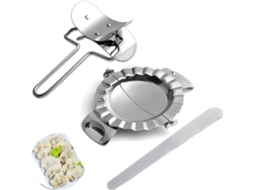 Conjunto de utensílios para fazer ravióli e dumplings, 3 moldes manuais em aço inoxidável 304 para empanadas, gyoza e pierogis.