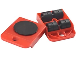 Ferramenta para movimentação de objetos, 1 peça, com roda de transporte, deslizador e rolete removedor, resistente.
