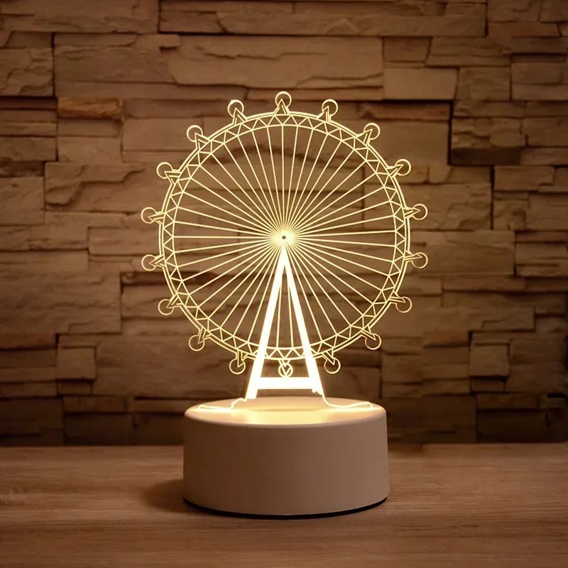 Luminária Noturna Led Usb 3d em Acrílico , Ideal para Decoração de Casa e Quarto. MDUG (3 Cores)