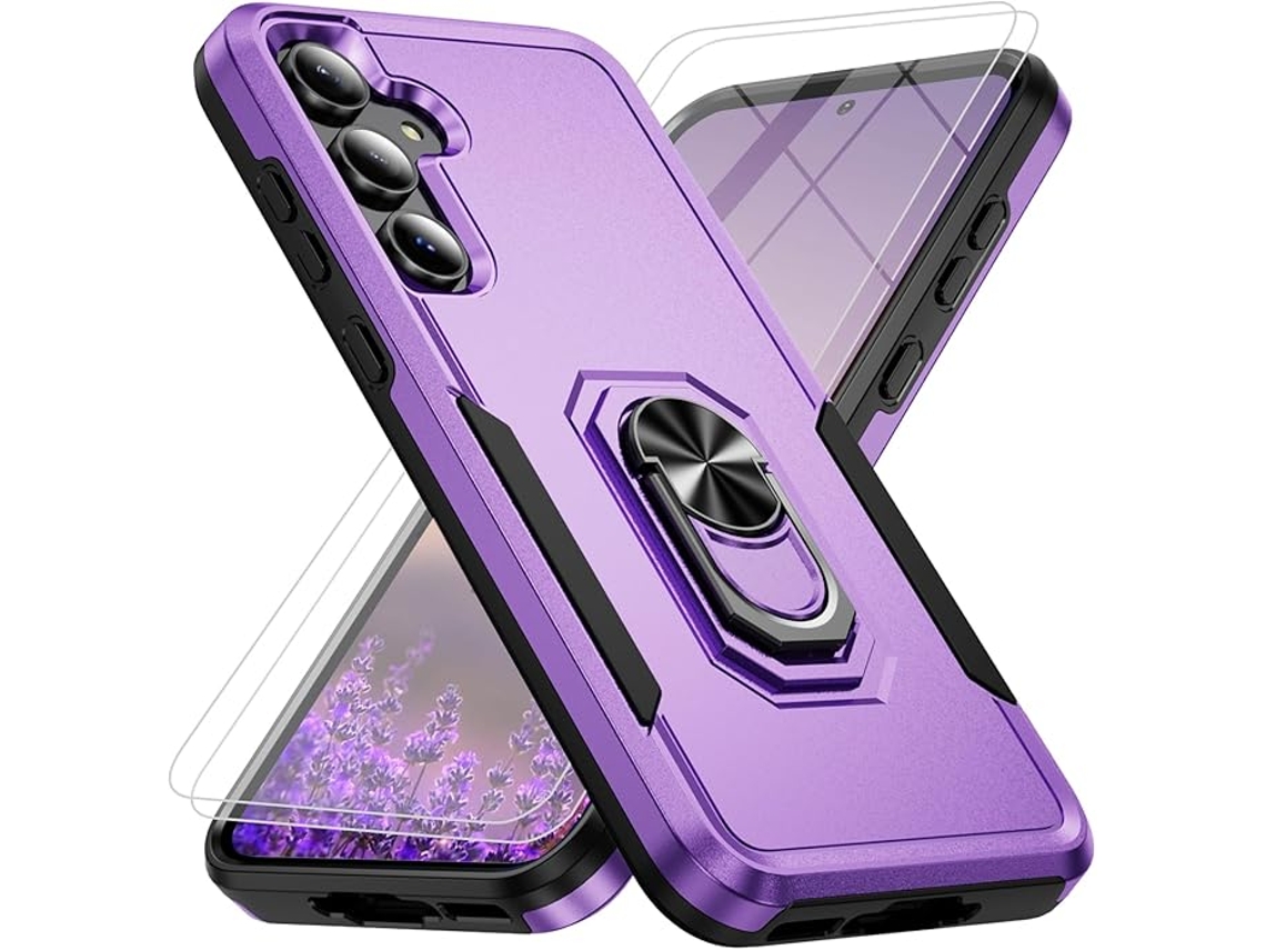 Capa Hexinyigjly Para Samsung Galaxy A37 5g Com 2 Protetores De Ecrã De Vidro Temperado Roxo
