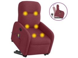 Vidaxl Poltrona De Massagens Reclin. Elevatória Tecido Vermelho Tinto