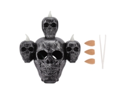 Vela eletrônica Halloween caveira sem chama LED com incenso sândalo decorativa | S/MARCA