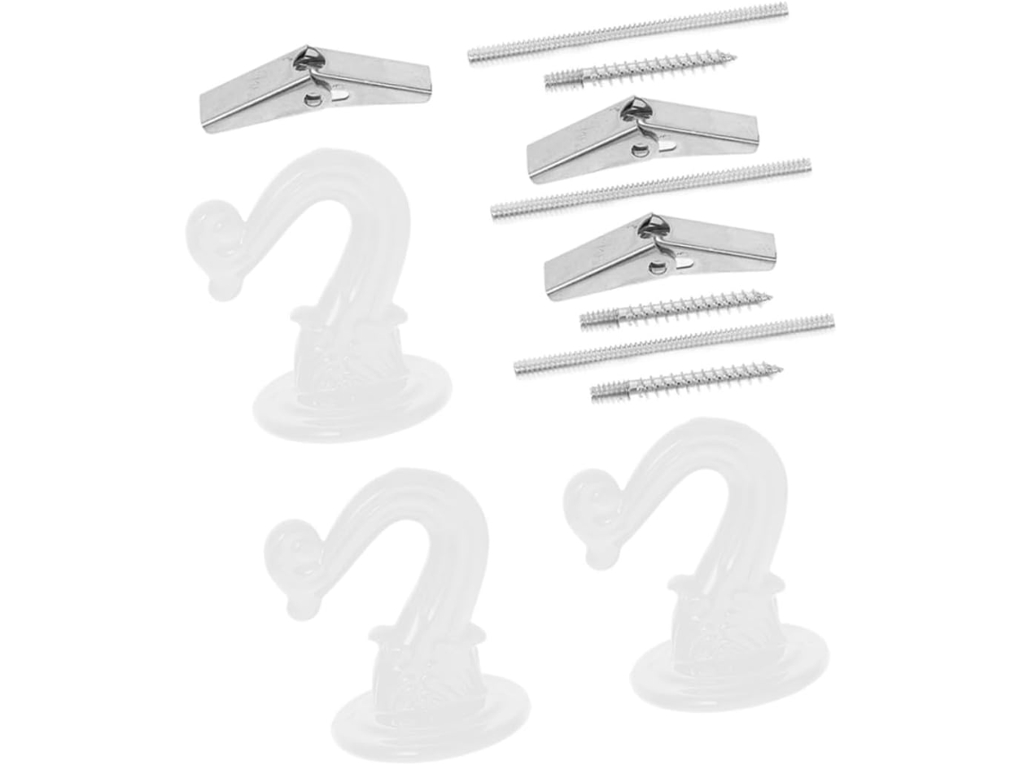 Conjunto De 3 Ganchos De Teto Reforçados, Brancos, Resistentes Para Pendurar Plantas, Vasos De Flore Gokoco