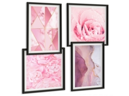Composição De Quadros Abstrações Coloridas Positivas Espelharte (4 Peças)